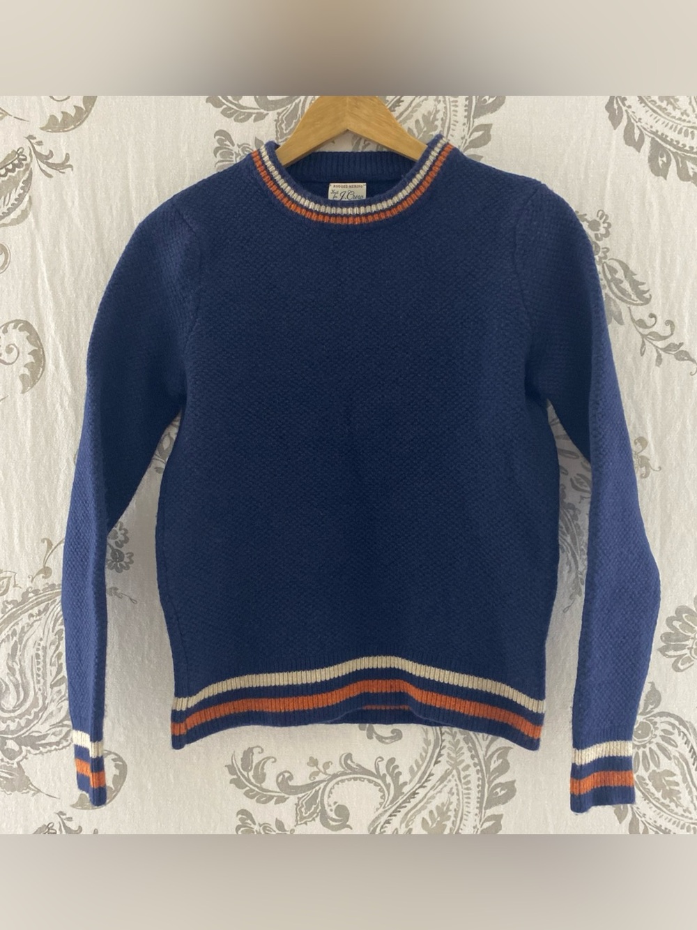 J.Crew Merino Wool Blend Sweater Rugged  Blue Crewneck Knit